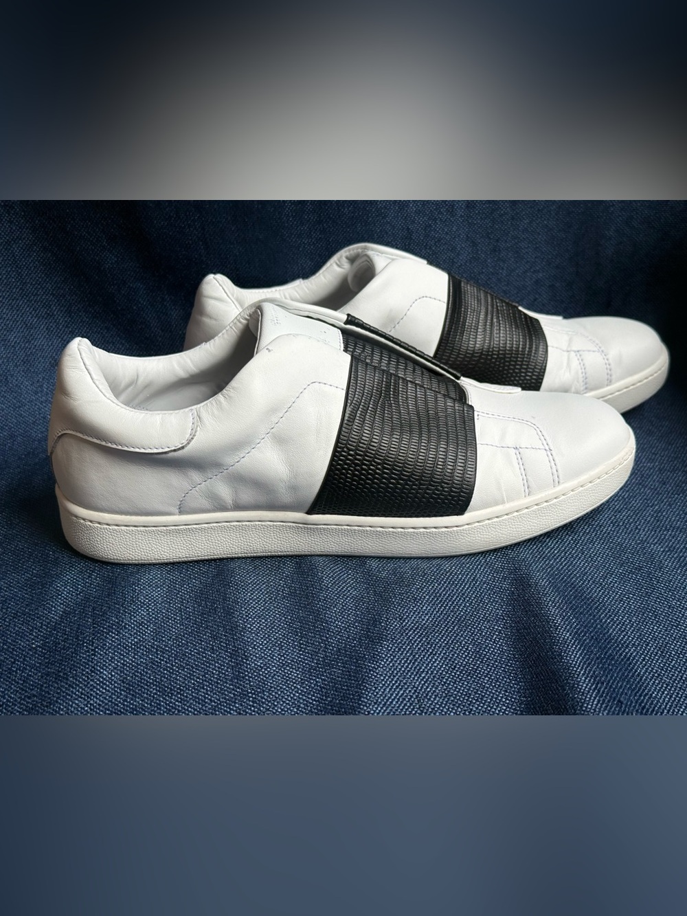 Vince Cantara Italian Leather White Black Slip On Sneakers 2019 Discontinued Col